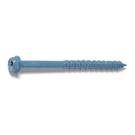 TORQUEMASTER Masonry Screw, 1/4" Dia., Hex, 3 1/4 in L, Steel Blue Ruspert, 100 PK 51216